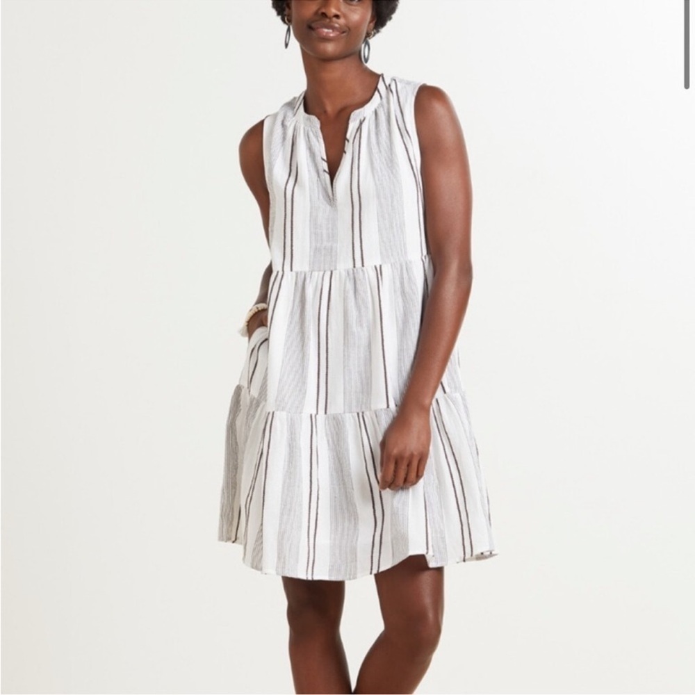 Sundry For Evereve The Everyday Dress Stripe Tiered Gauzy Cotton Size Small‎